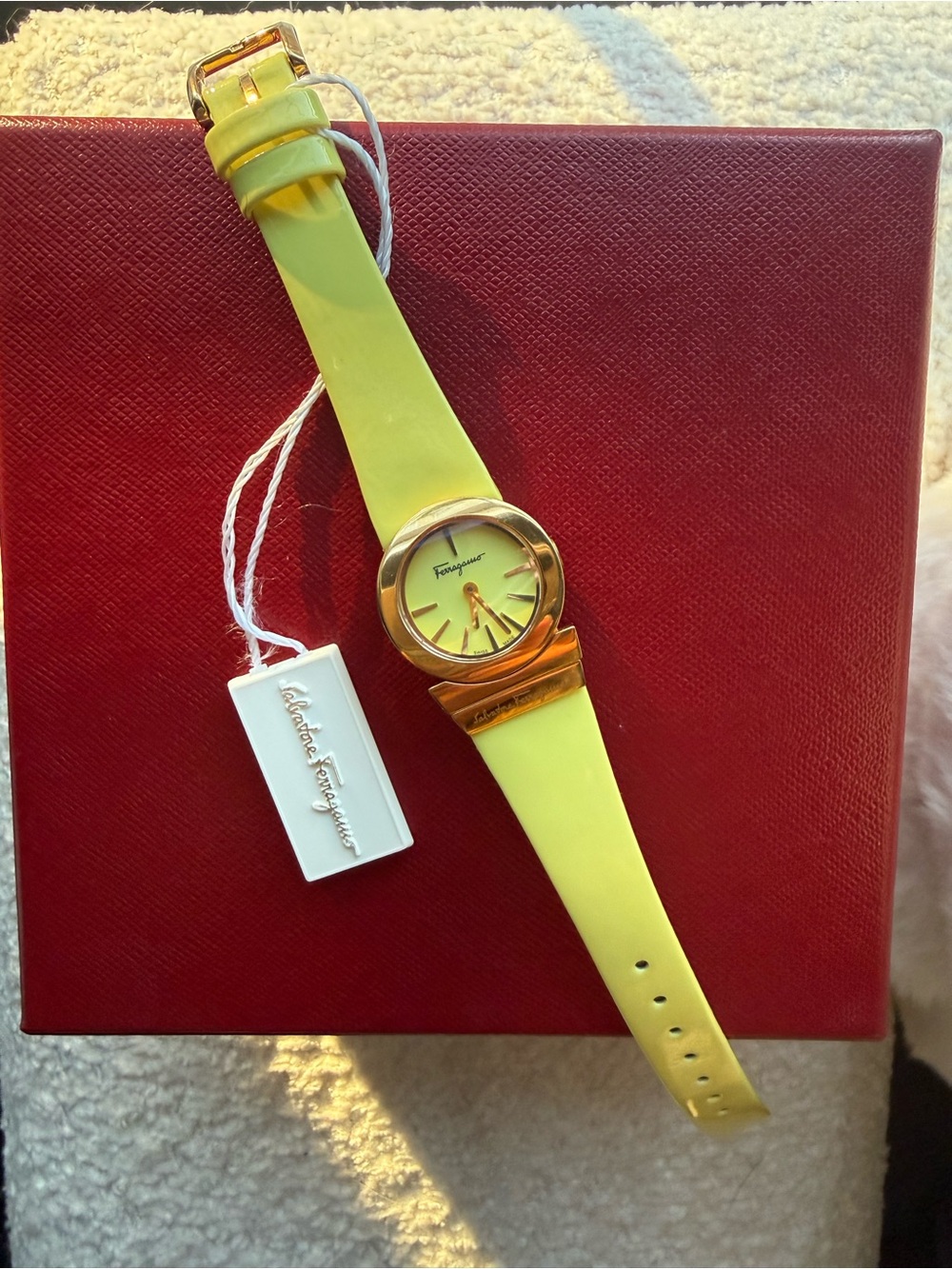 Salvatore Ferragamo Yellow and Gold Women's Rubber Strap Watch